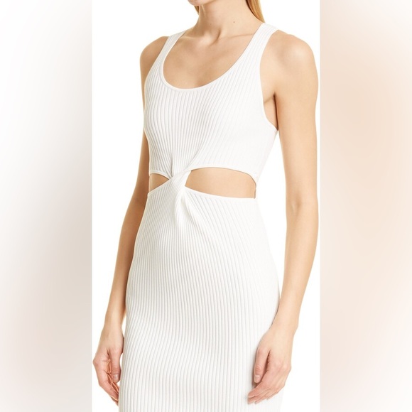 Jonathan Simkhai Colleen Ribbed Twist-Front Body-Con Midi Dress, Size M, NWT - Picture 4 of 5